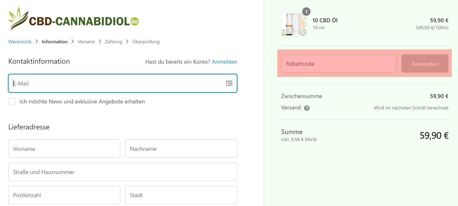 wo ist ein cbd-cannabidiol.de Gutscheincode einzulösen