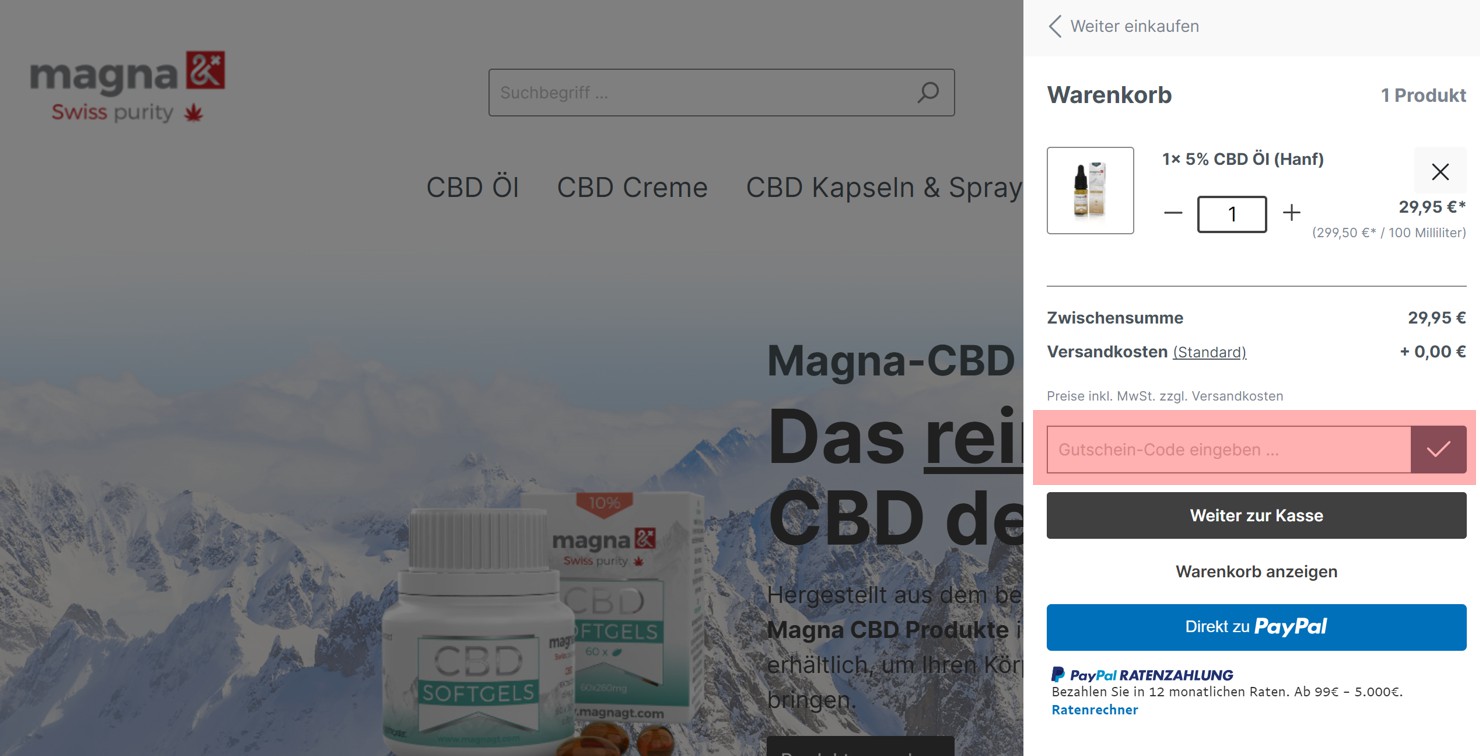 wie wird ein cbd magna Gutscheincode eingeloest