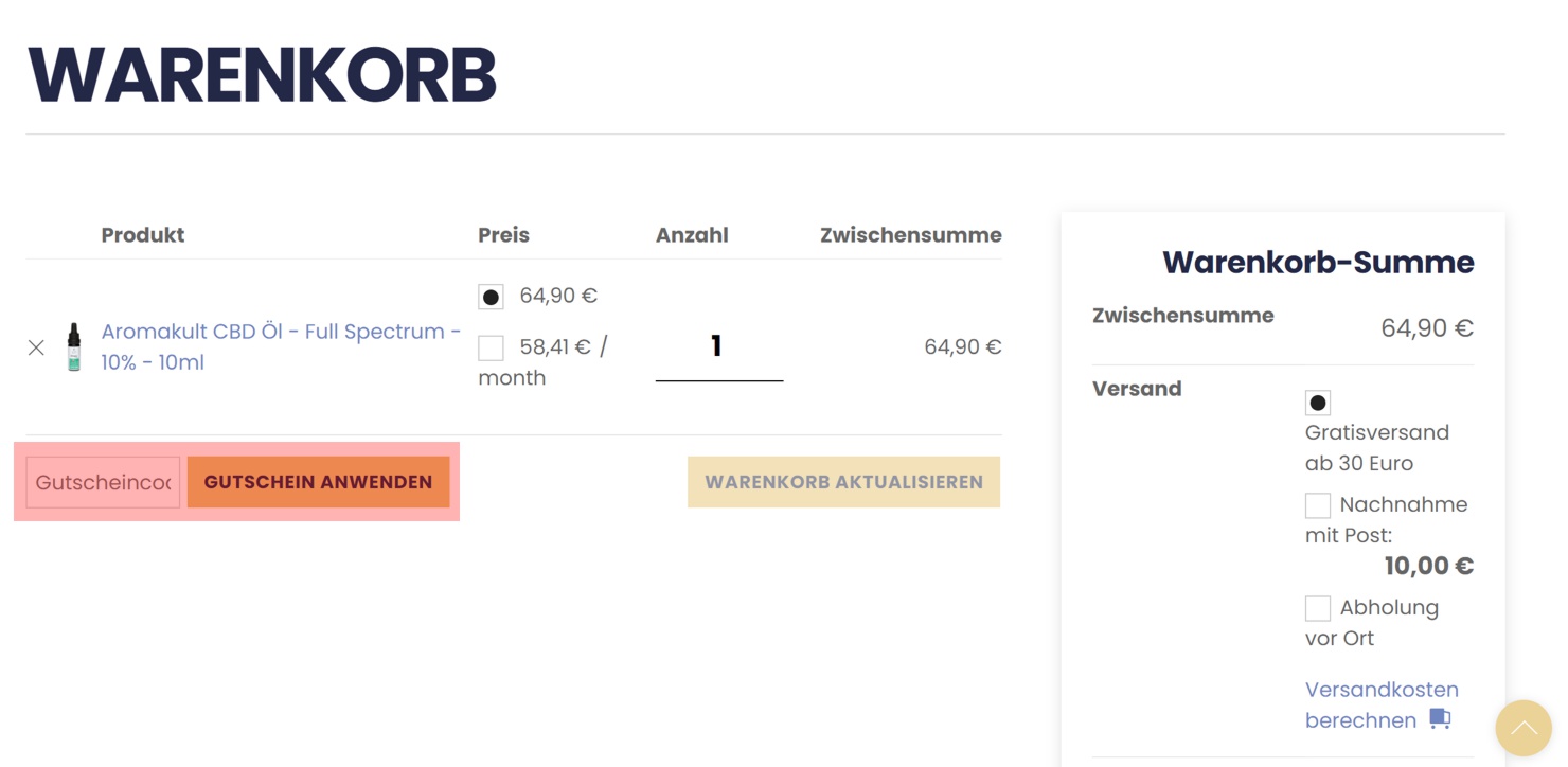 wie wird ein cbdplus Gutscheincode eingeloest