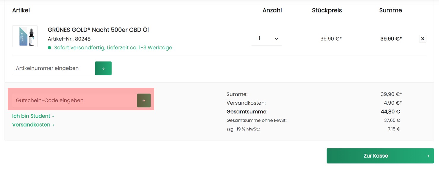 wie wird ein grünes gold Gutscheincode eingeloest