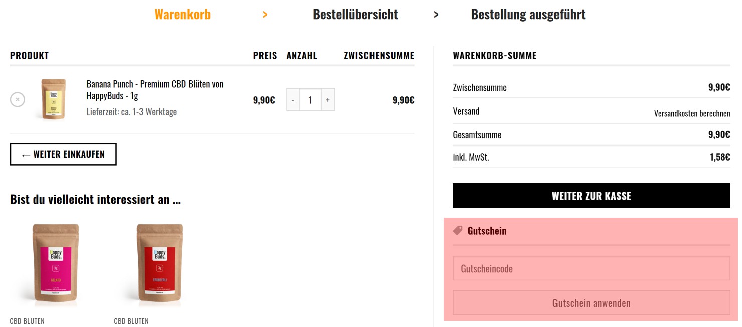 wie ist ein happybuds Gutscheincode einzulösen