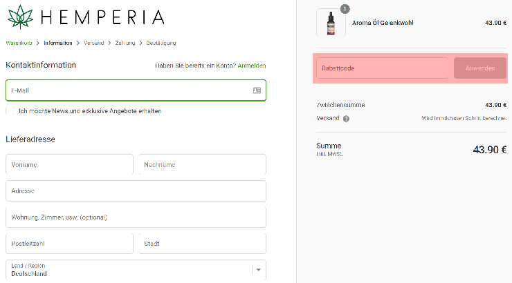 wo ist ein hemperia Gutscheincode einzulösen
