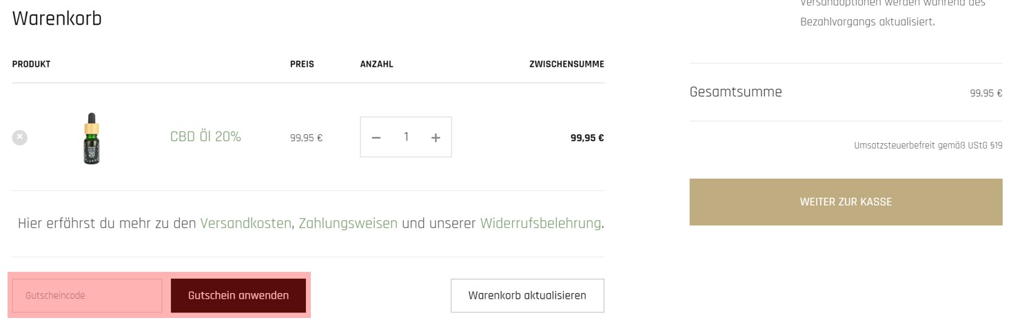 wie ist ein herbadea Gutscheincode einzulösen