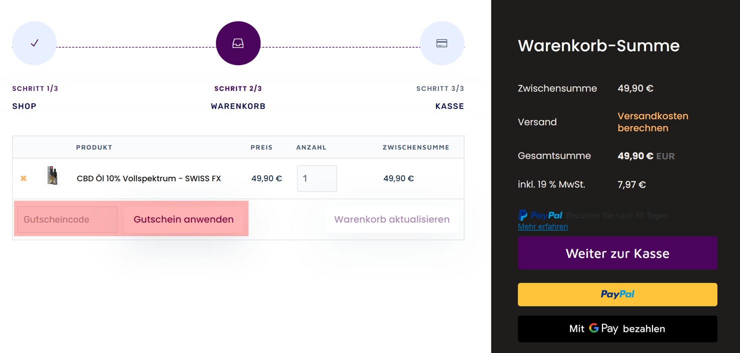 wie ist ein Purple Gorilla Gutscheincode einzulösen