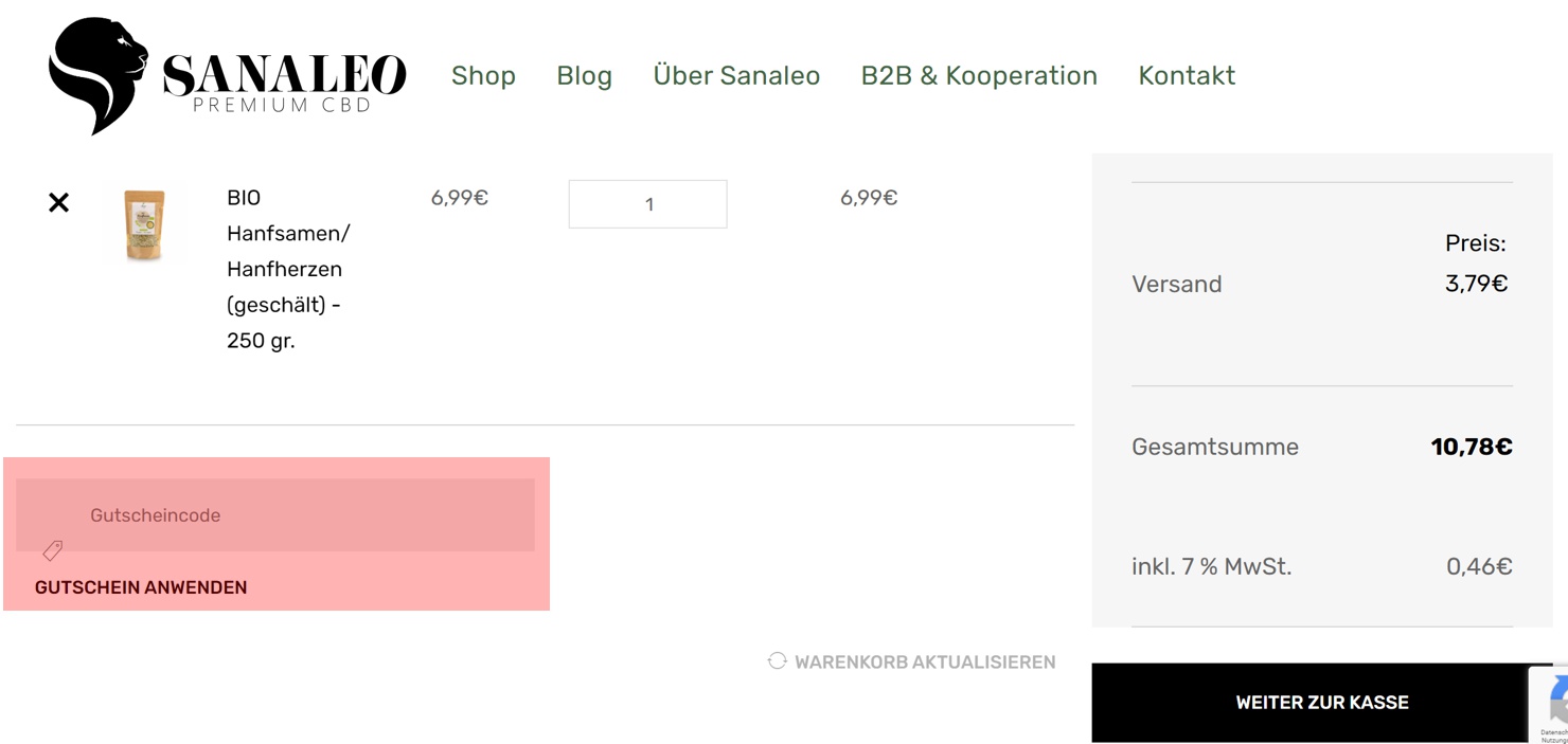 wie wird ein sanaleo cbd Gutscheincode eingeloest