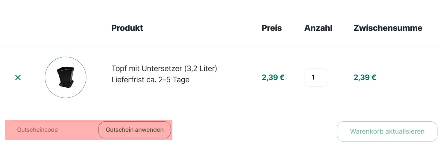 wie ist ein Bonsanto Mini Grow Box Gutscheincode einzulösen