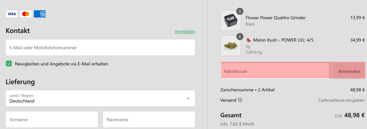 wie ist ein Flower Power Gutscheincode einzulösen
